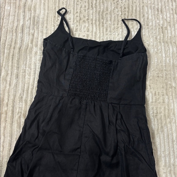 Quince Linen Scoopneck Black Midi Dress - Picture 4 of 4
